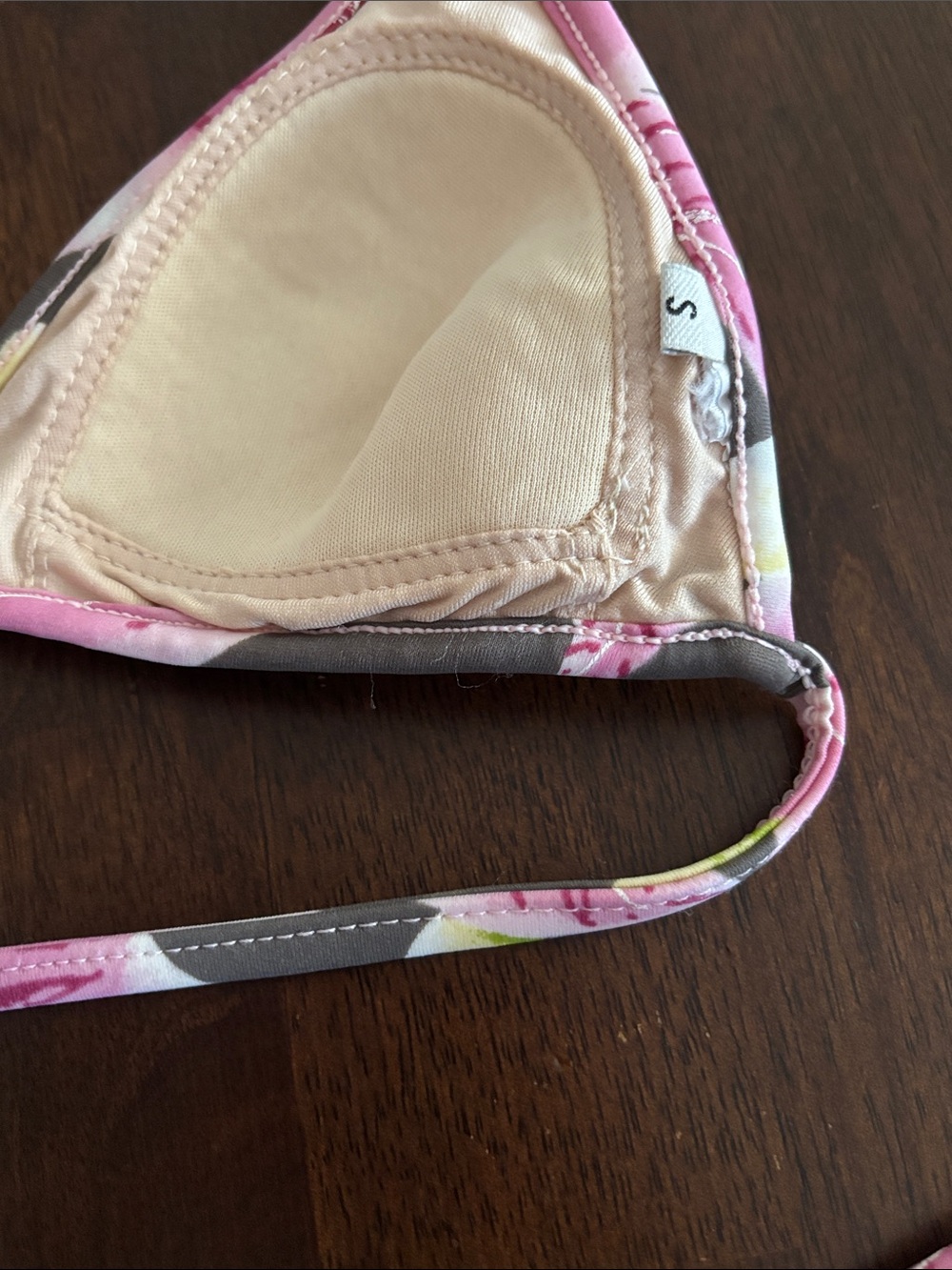 Floral Triangle Bikini Set in Pink, Green & Gray Sz:small - Picture 5 of 6